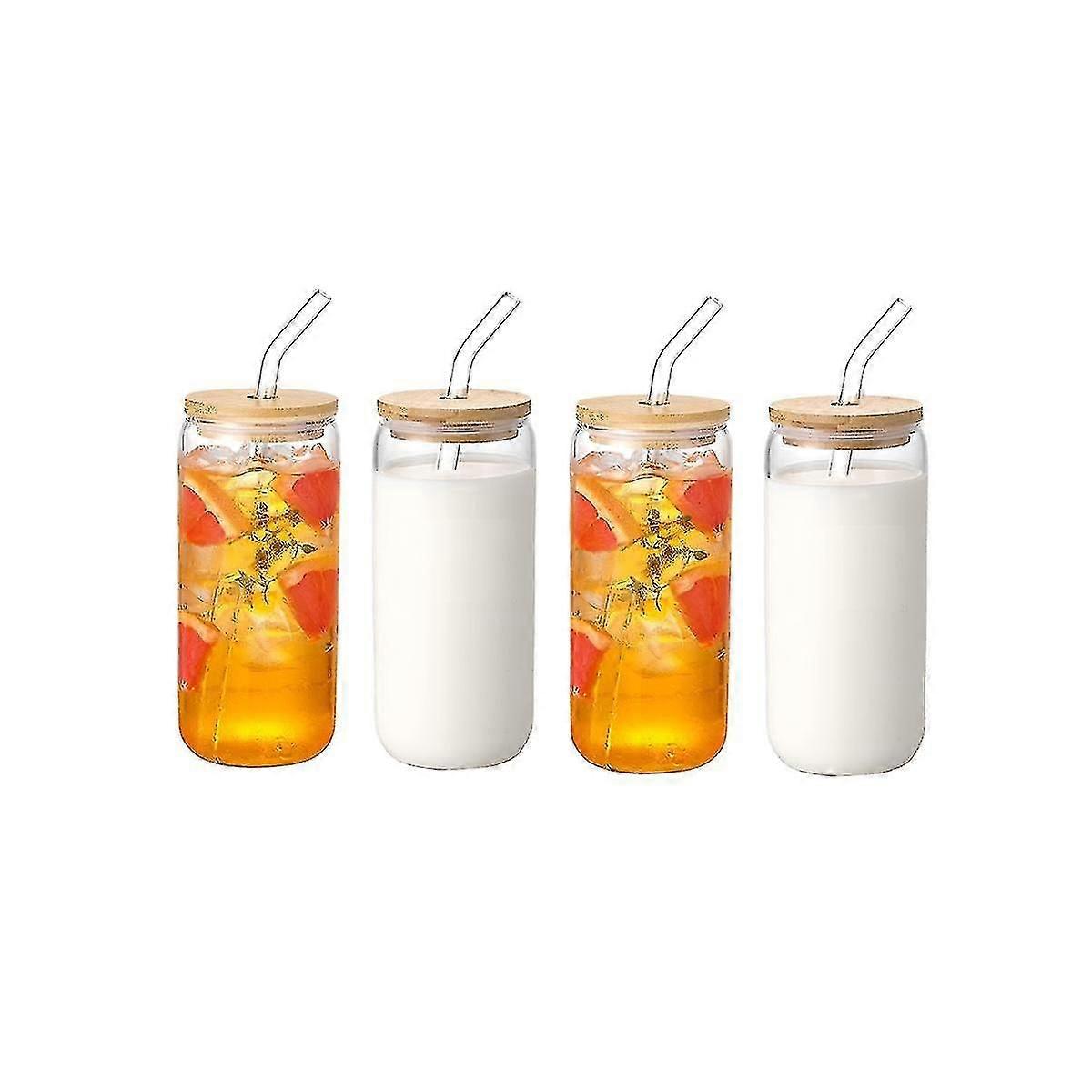 20oz Clear Frosted Sublimation Blanks Glass Mason Jar Beer Can Glass Cup With Bamboo Lid