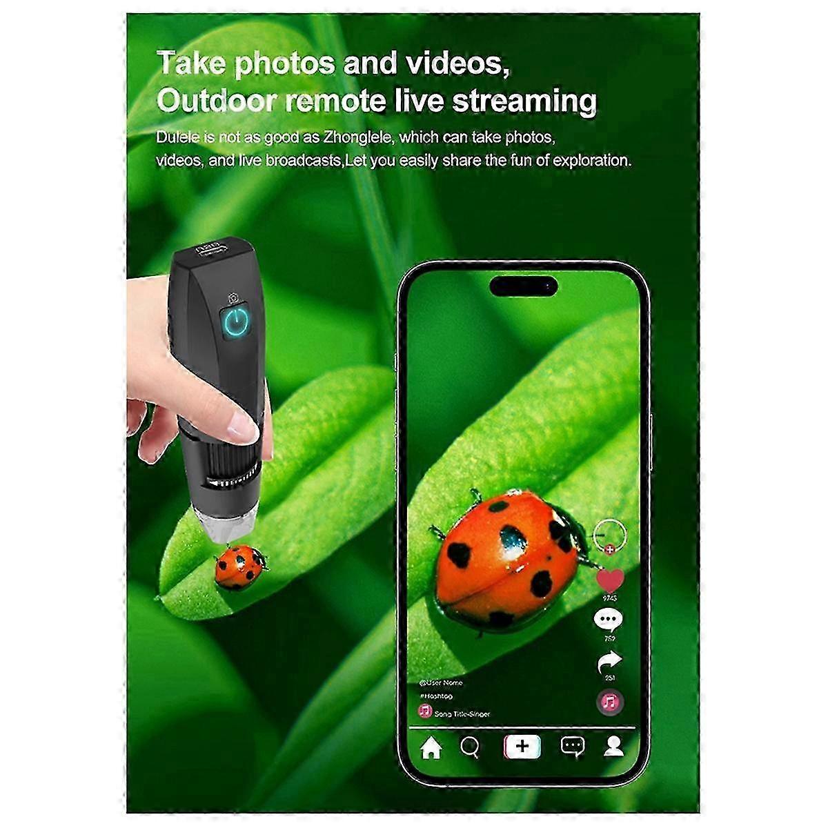 1080P WiFi HD 1000X Digital Microscope with Split Screen Live Broadcast for PCB Inspection & Soldering