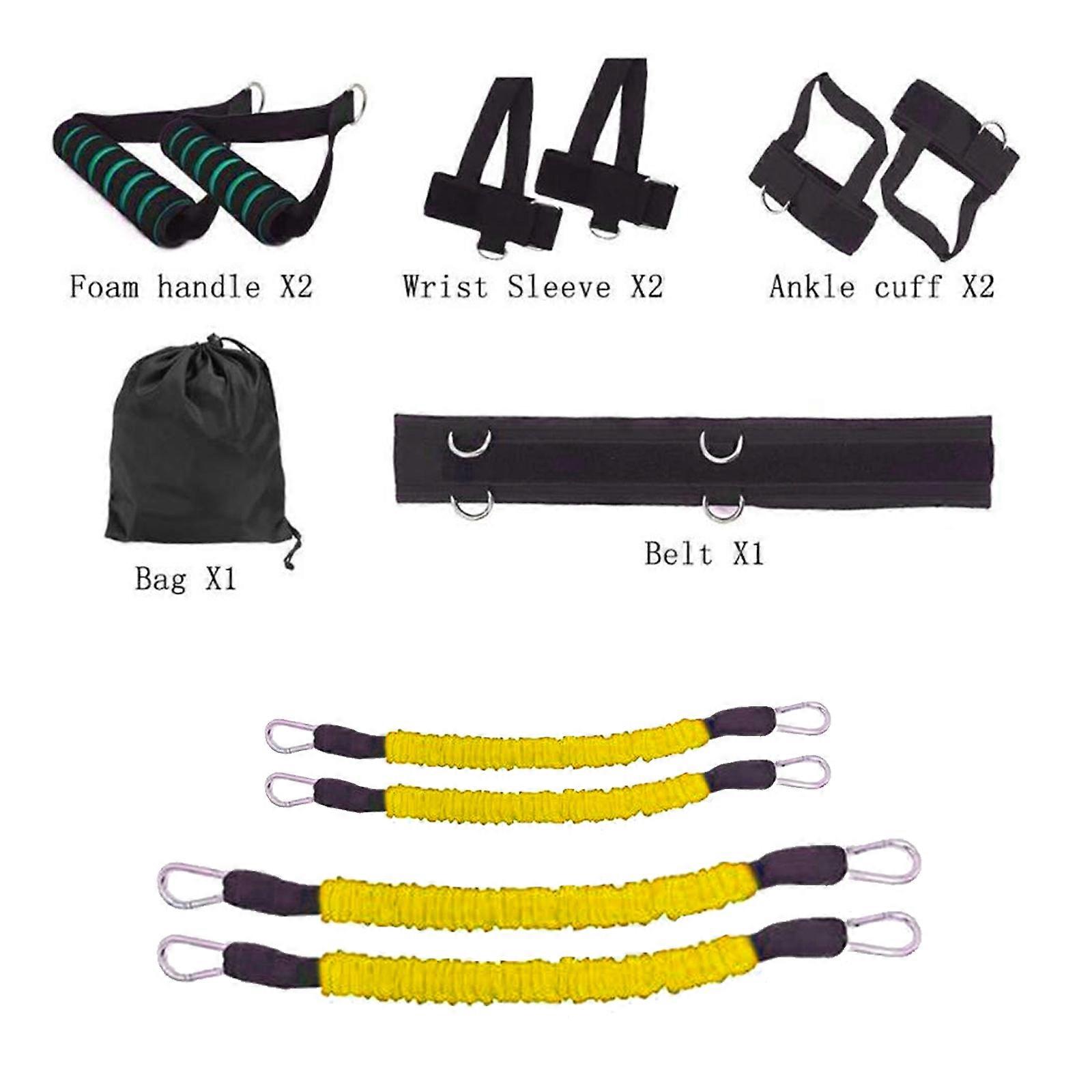 Resistance Belt Workout Elastic Fitness Training Yoga Loop Band Pull Rope Workout with Strength Test Video Yellow