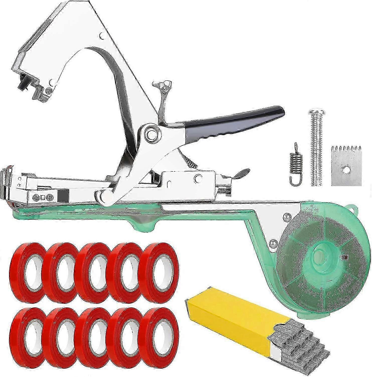 Plant Binding Tool, Plant Binding Machine Tapener Tool With 10 Rolls Of Tape And 10000 Staples, Hand Binding Machine For Climbing Plants, Tomatoes, Gr