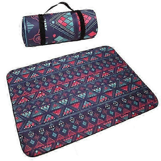 Folding Camping Mat Outdoor Beach Picnic Style Printed Thick Sleeping Pad Moistureproof Plaid Blanket
