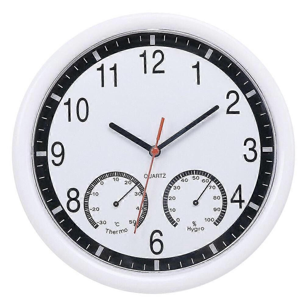 Modern 10'' Wall Clock with Thermometer Humidity Display for Kitchen