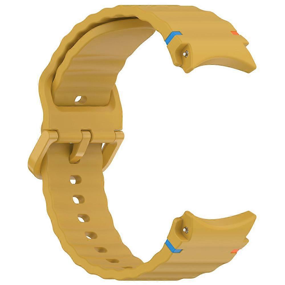 Watch Strap Watch Band for Samsung Galaxy Watch 7 Silicone Wave Pattern Line Colorful Buckle (Official Yellow)