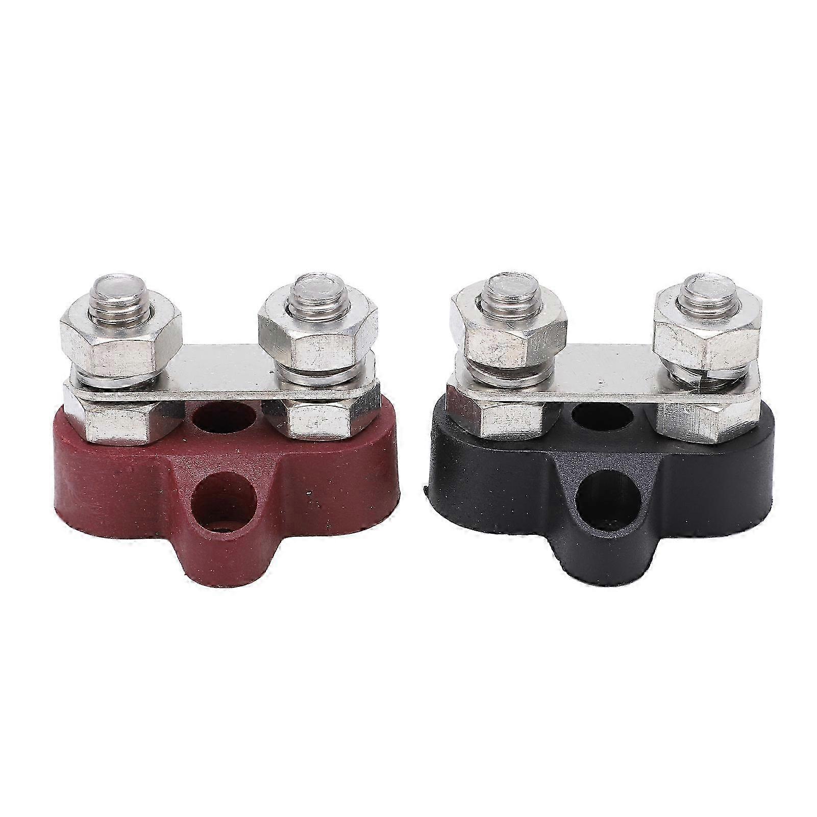 2pcs DC48V M8 Battery Power Distribution Terminal Red Black 80A M8 Thread Busbar Stud Junction Post for Certain Vehicles