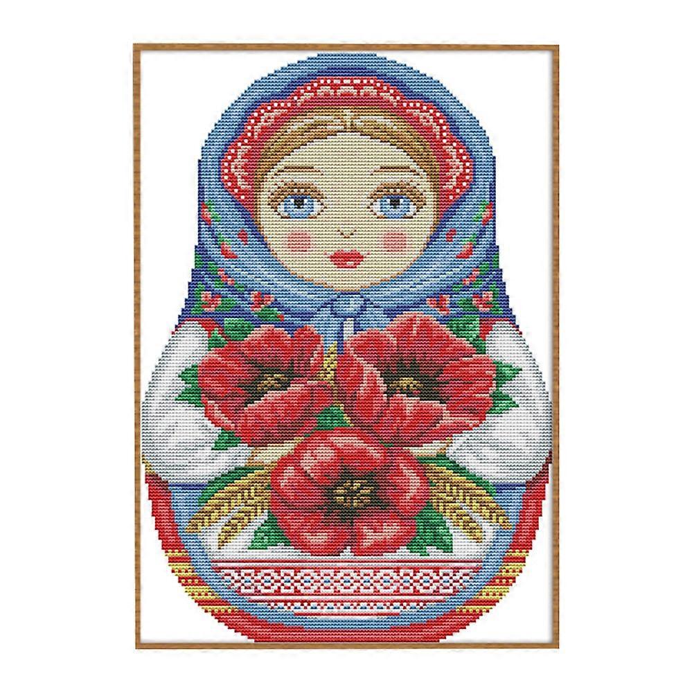 Matryoshka Doll Embroidery Kit DIY Cross Stitch Craft for Home Decor – Elegant Design Suitable for Beginners and Crafting Enthusiasts