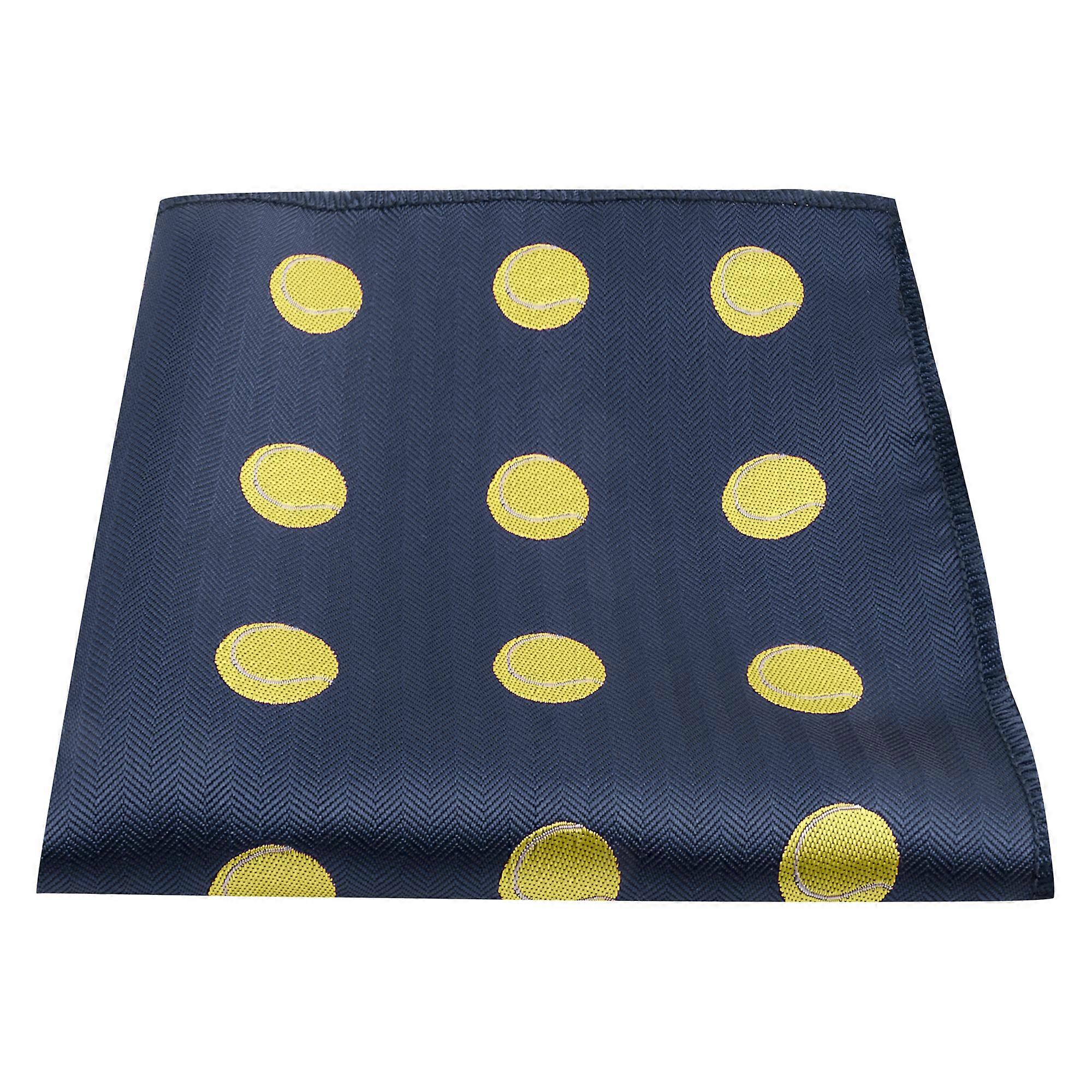 Navy Blue Tennis Ball Herringbone Pocket Square