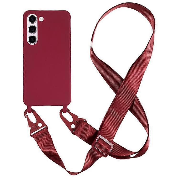 Compatible For Samsung Galaxy S23 Matte Soft TPU Case Anti-drop Phone Cover with Wide Lanyard
