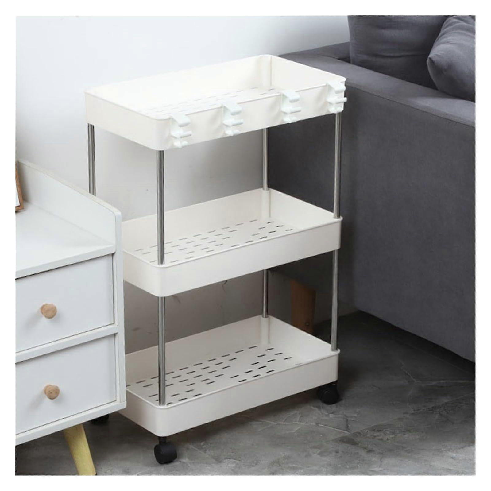 Slim Extendable Storage Cart for Kitchen, Bathroom and Laundry Room, Rolling Cart for Easy Organization and Space Saving Solution White 40.213.260cm