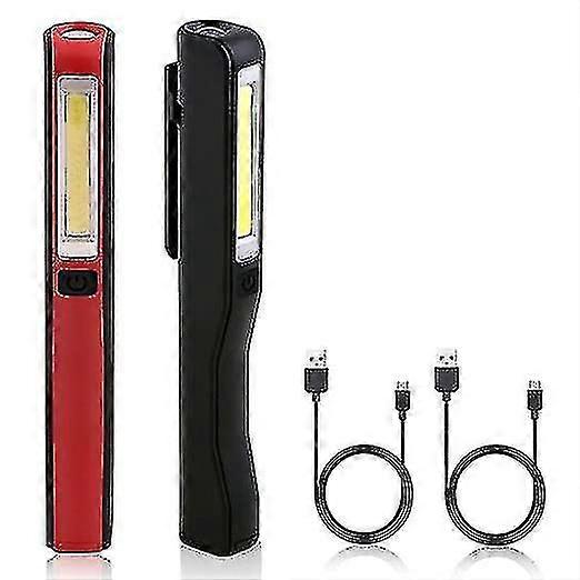 Portable Rechargeable LED Work Light, 2pcs COB Flashlight Torch