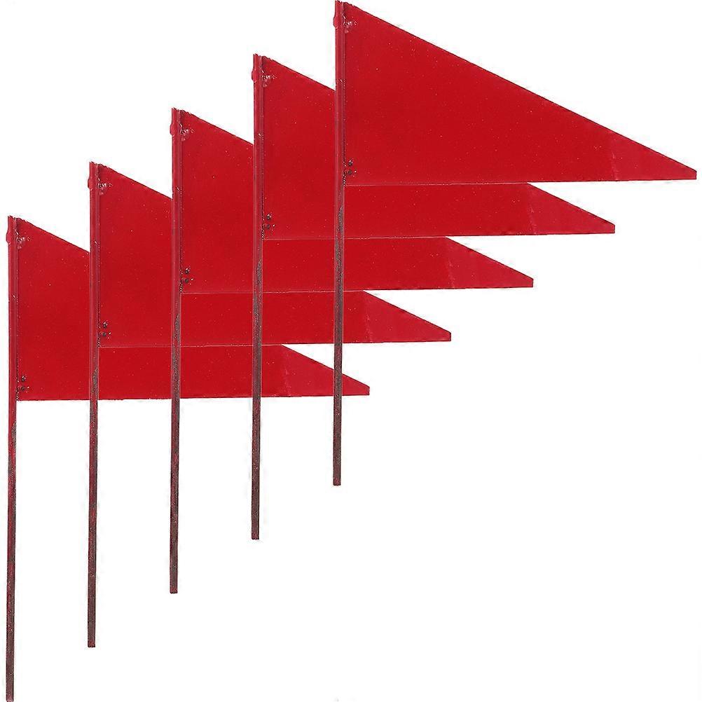 Triangular Flags Durable Iron Flags for Yard Marking 5Pcs Red Lawn