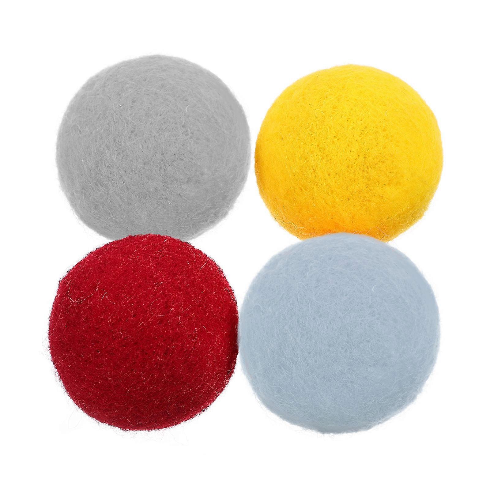 Bell Felt Wool Ball Dog Toy for Interactive Chewing 4Pcs Puppy Set
