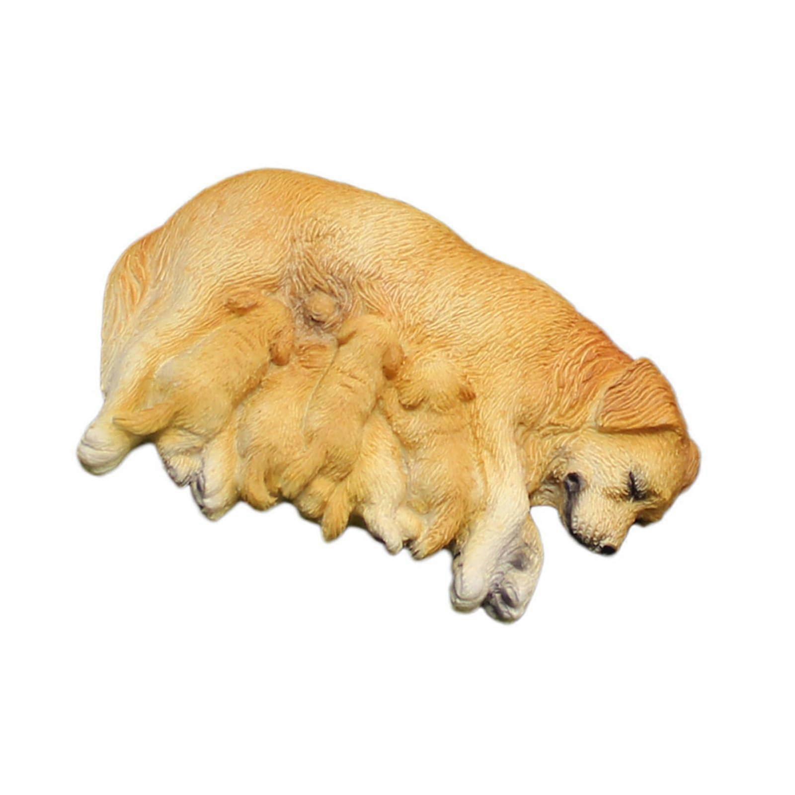 Nurturing Dog Miniature Figure for Nursing Mother Labrador and Baby Puppy, Resin Home Decor, Table Shelf Display Ornament