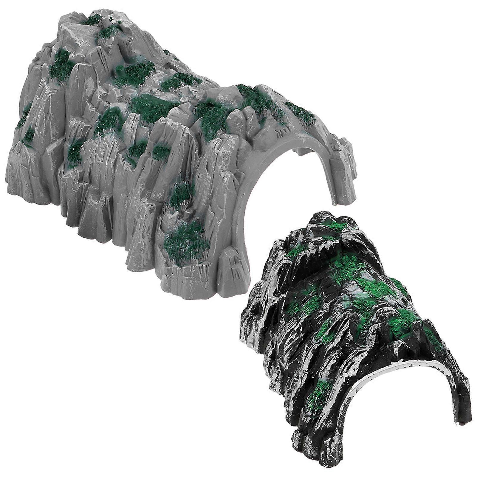Train Scene Tunnel Model Cave Decor For Backyard Garden 17.00X14.00X10.00Cm Railway Decoration 2Pcs