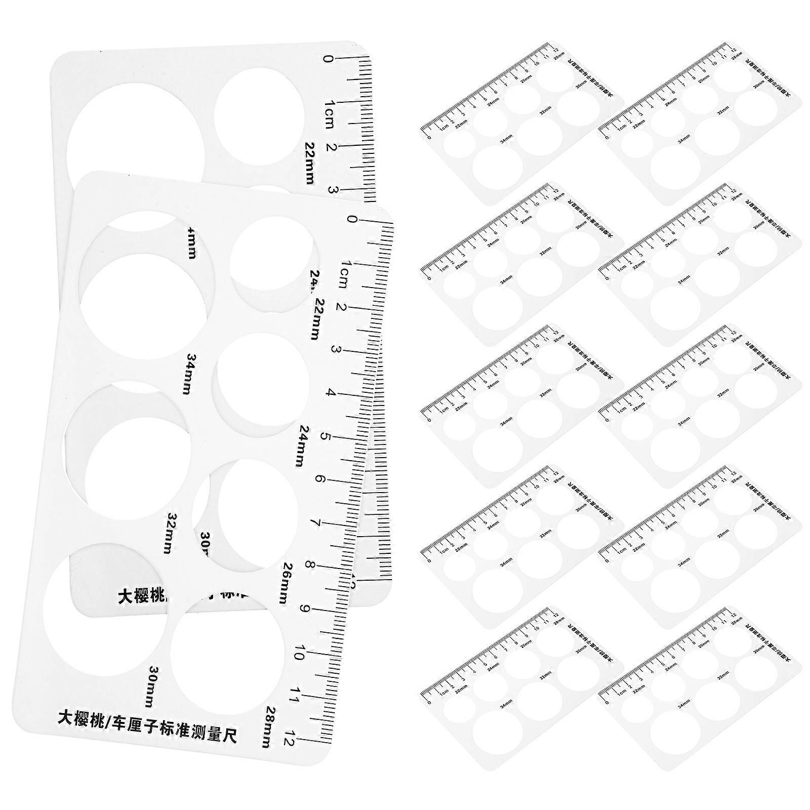 Diameter Measurement Ruler Cherry Measuring Tool For Commercial Use 12Set White Plastic