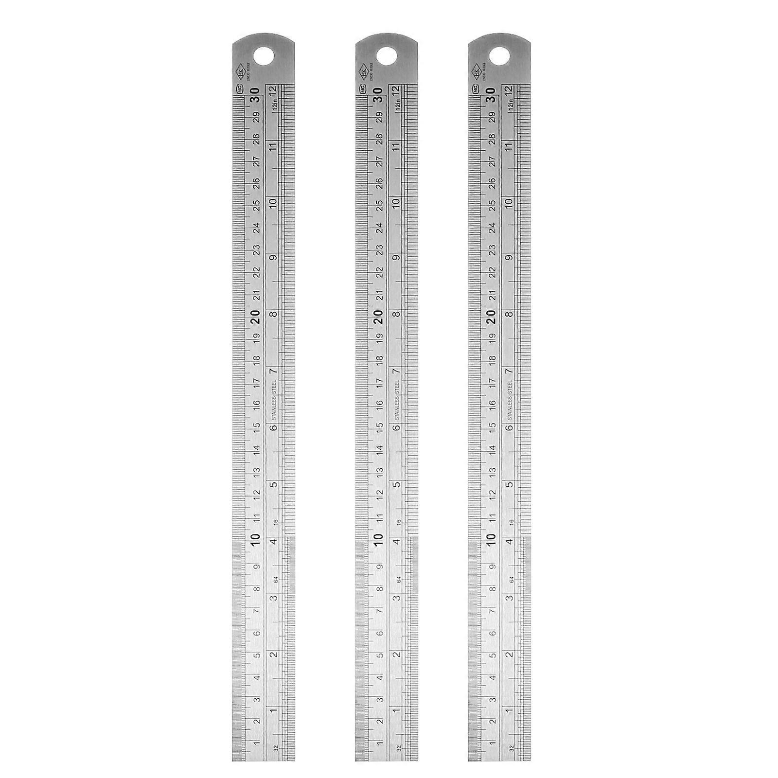 3pcs Double Sided Stainless Steel Measuring Ruler for Drawing, Crafting & Woodworking – Durable Straight Edge Ruler Tool