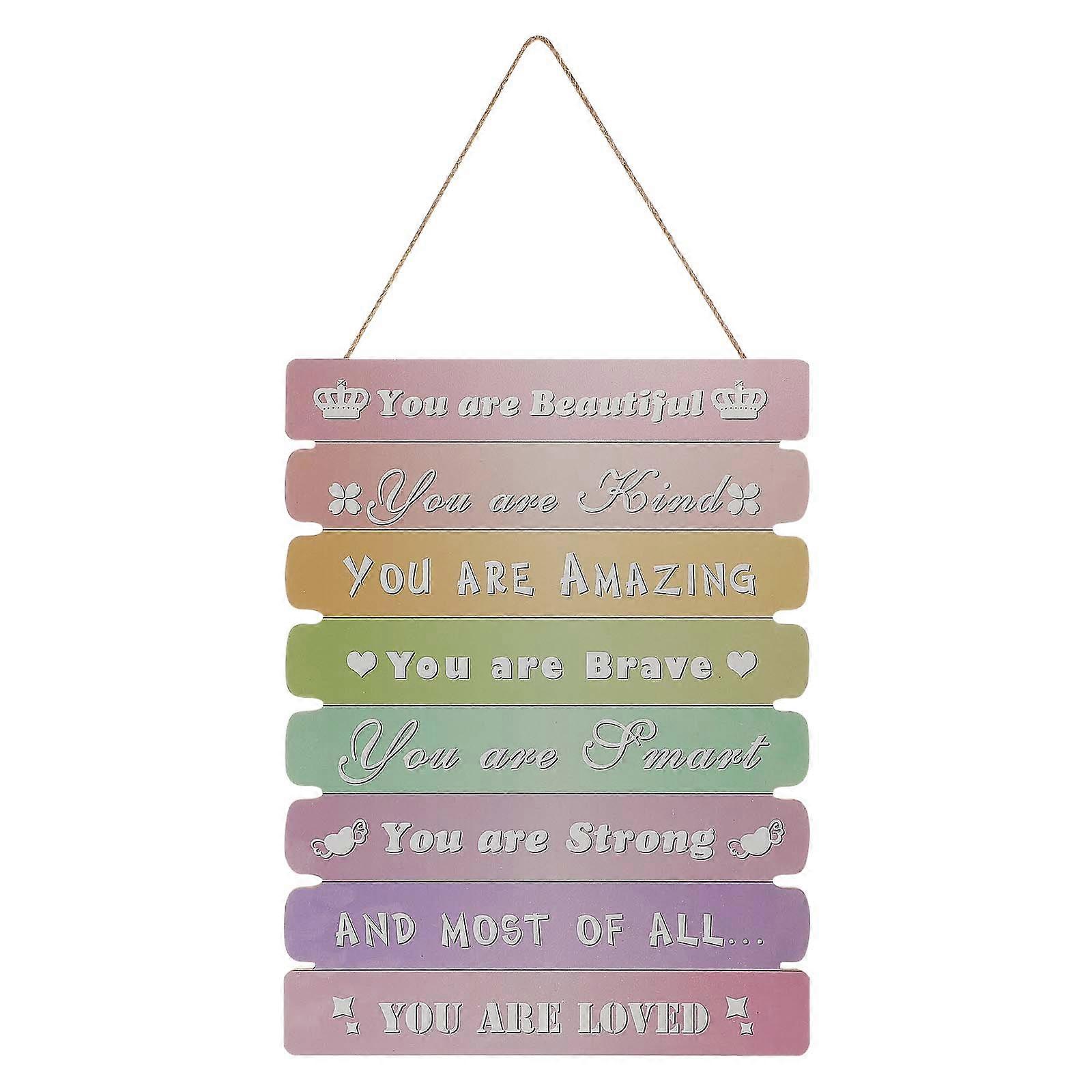 Wall Hanging Decorative Sign Inspirational Wall Plaque Vintage Home Decor Pink For Girls Bedroom Decor 1Set
