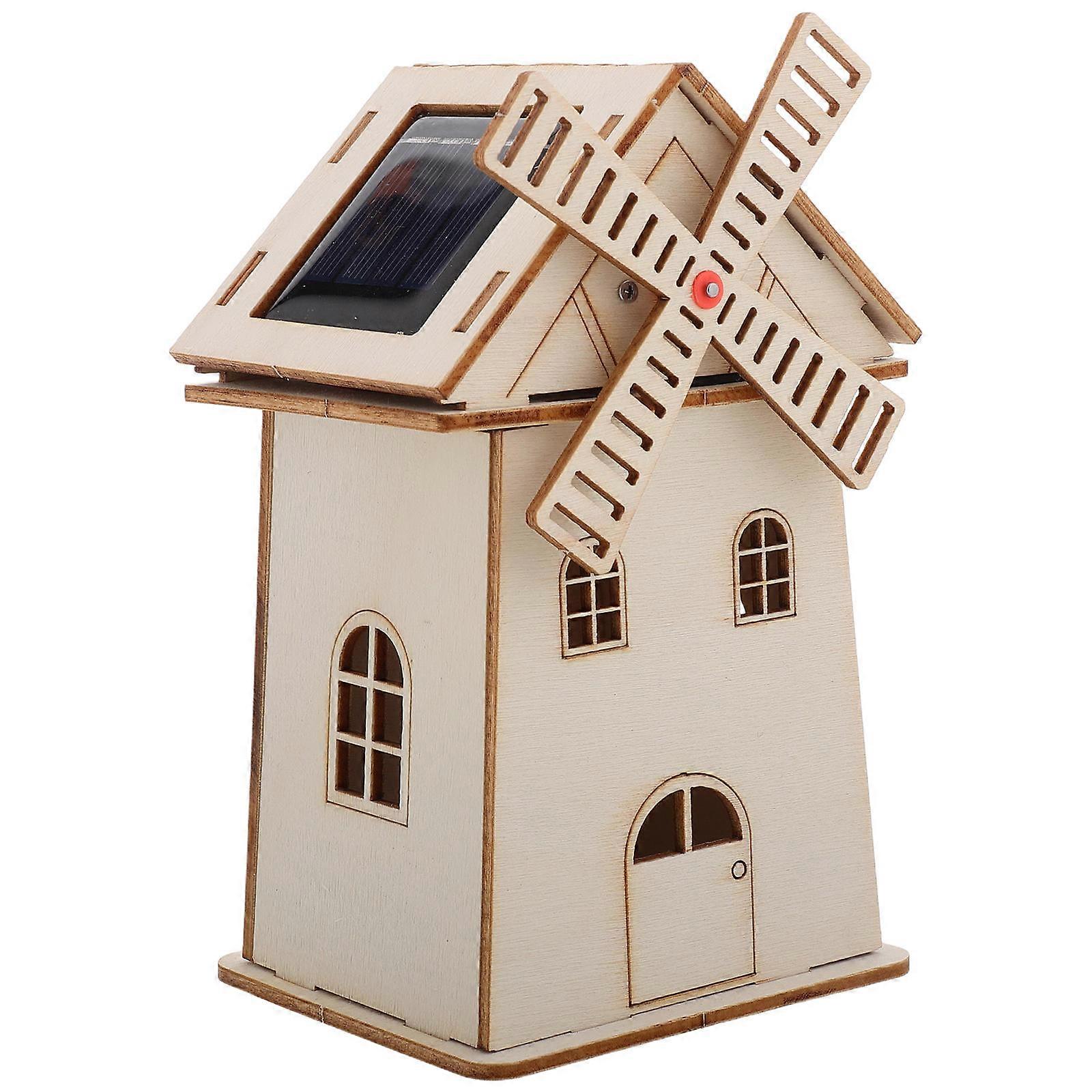 Solar Powered Windmill Diy Solar Powered Windmill Model 14.00X8.30X7.00CM Educational Toy for Bookshelf Ornament