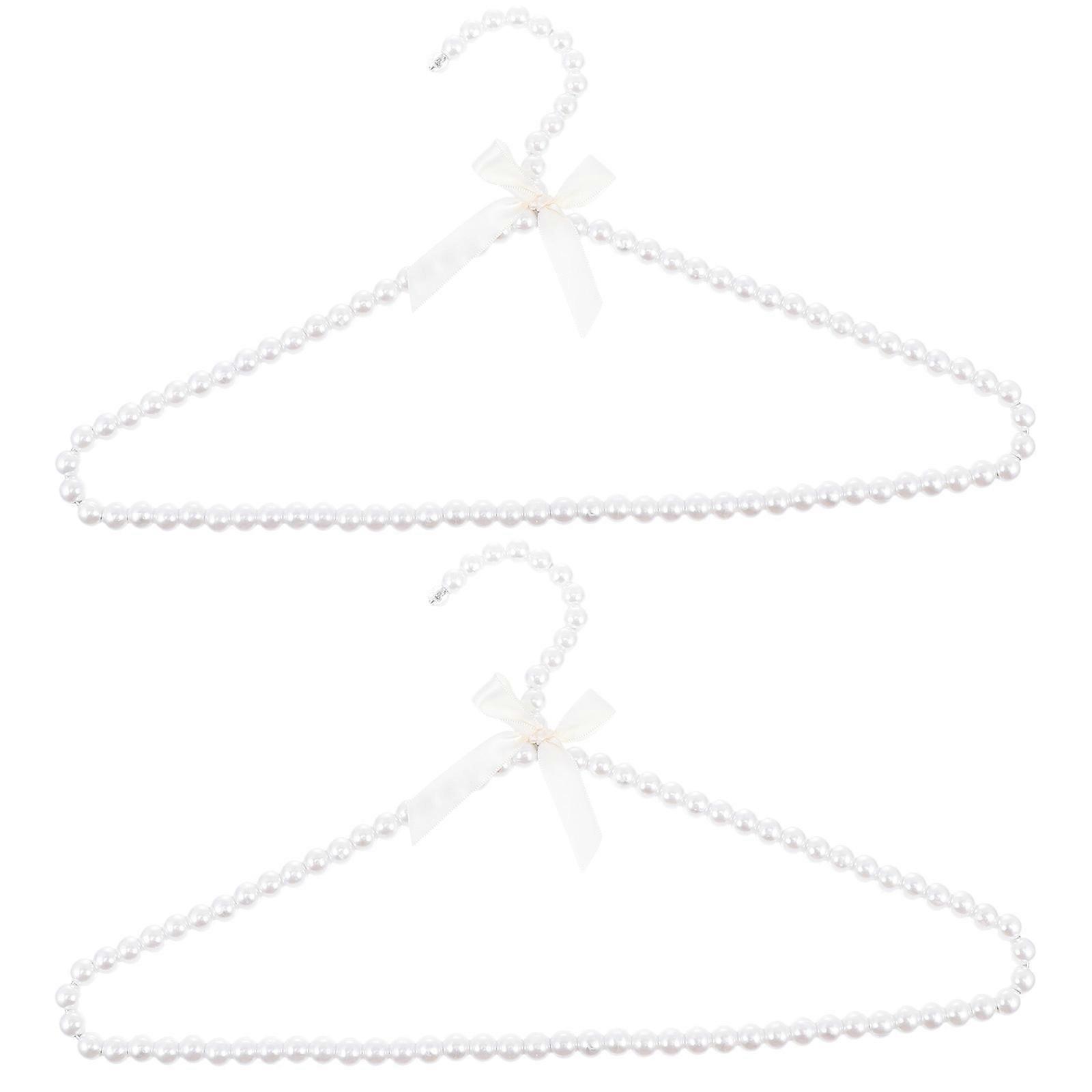 Pearl Trimmed Hanger Creative Bowknot Clothes Hangers Non-Slip Space Saving Strong Bearing Capacity Laundry 2Set