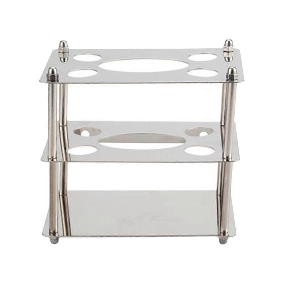Stainless Steel Square Pattern Toothbrush and Toothpaste Holder with Drain Design for Bathroom Countertop – Easy Installation for Home, Store, Hotel