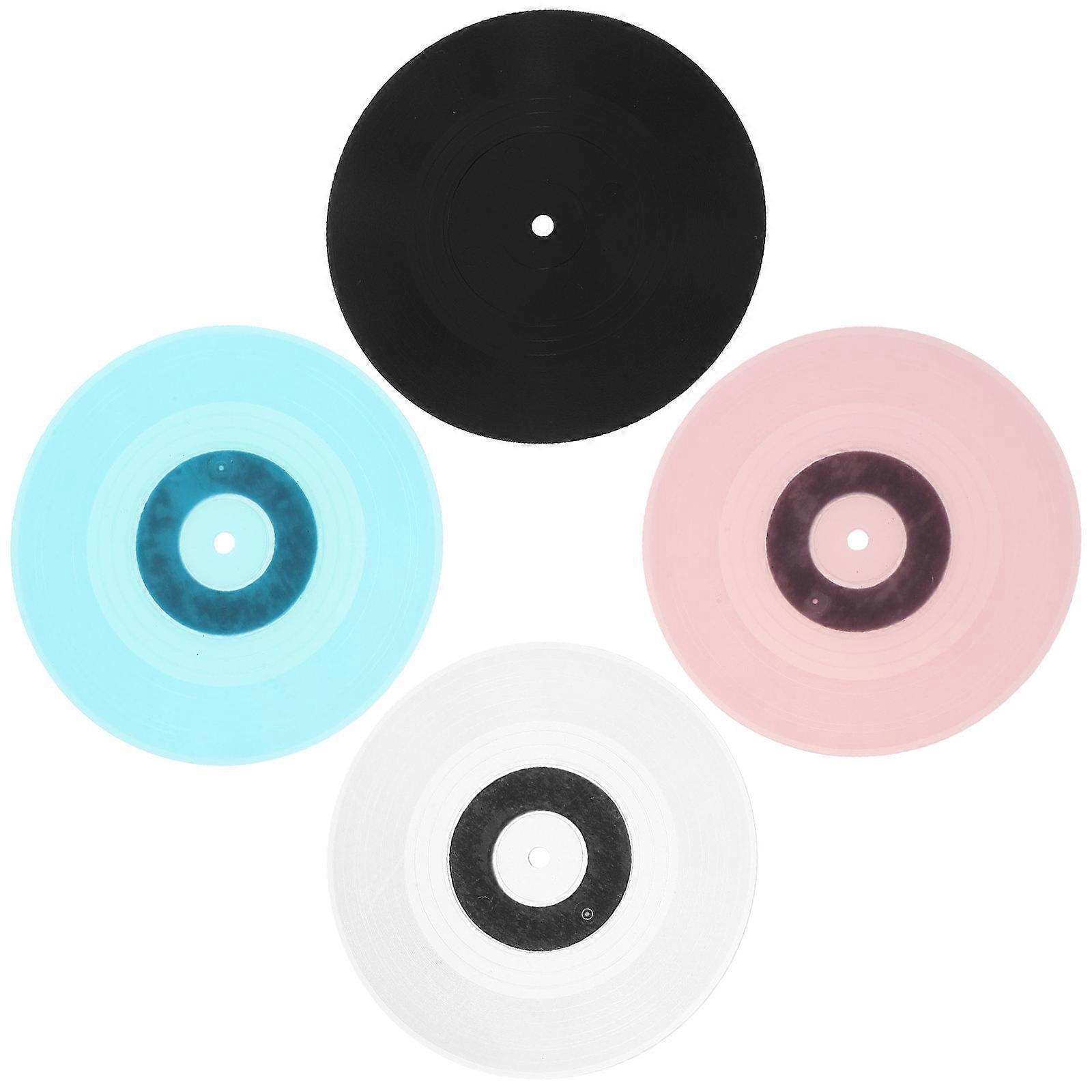 Magnets Cute Simulation Vinyl Record For Household Office Locker Black 4Pcs