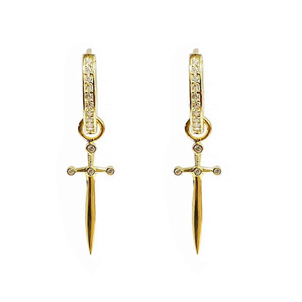 Drop Dangle Earrings For Women Round Loop Sword S925Silver FadeResistant 1Pair