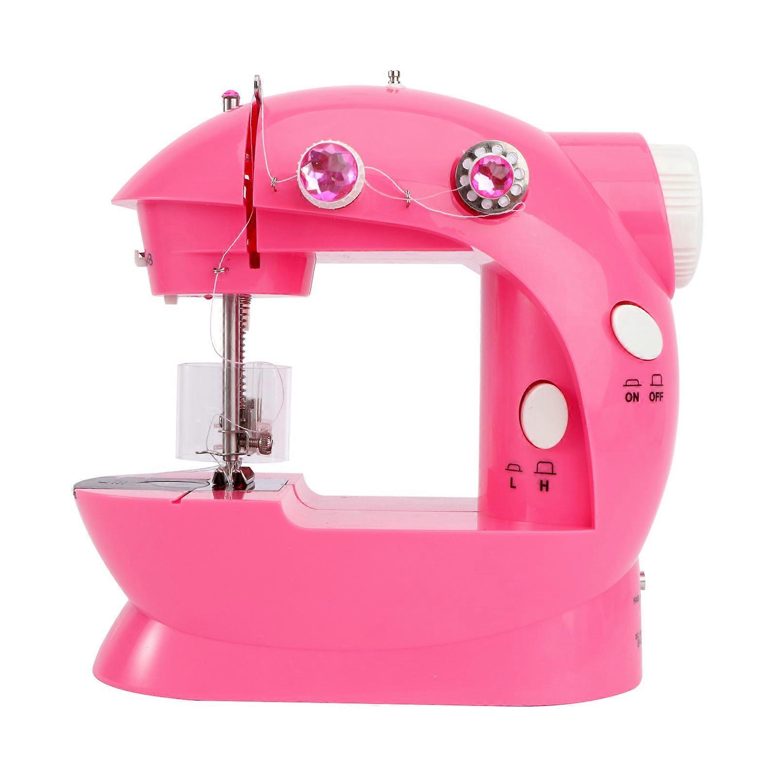 Compact Mini Sewing Machine Crafting Mending LED Lighting Pink 1Set