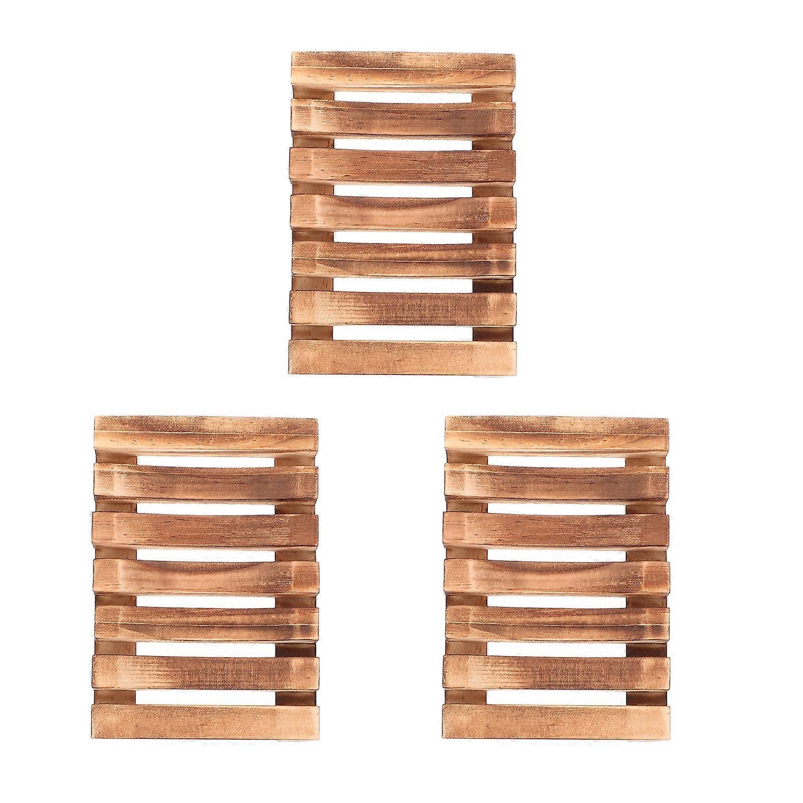 Wooden Soap Dish Bathroom Tray Drainage Prevent Soap Melting Extend Life 3Pcs