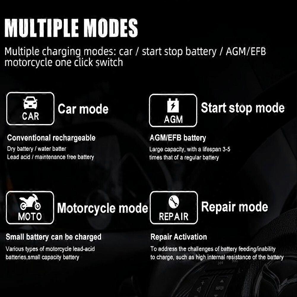 12V Intelligent Motorsykkel Motorsykkel Bil Batterilader Automatisk Smart Trickle MK93876