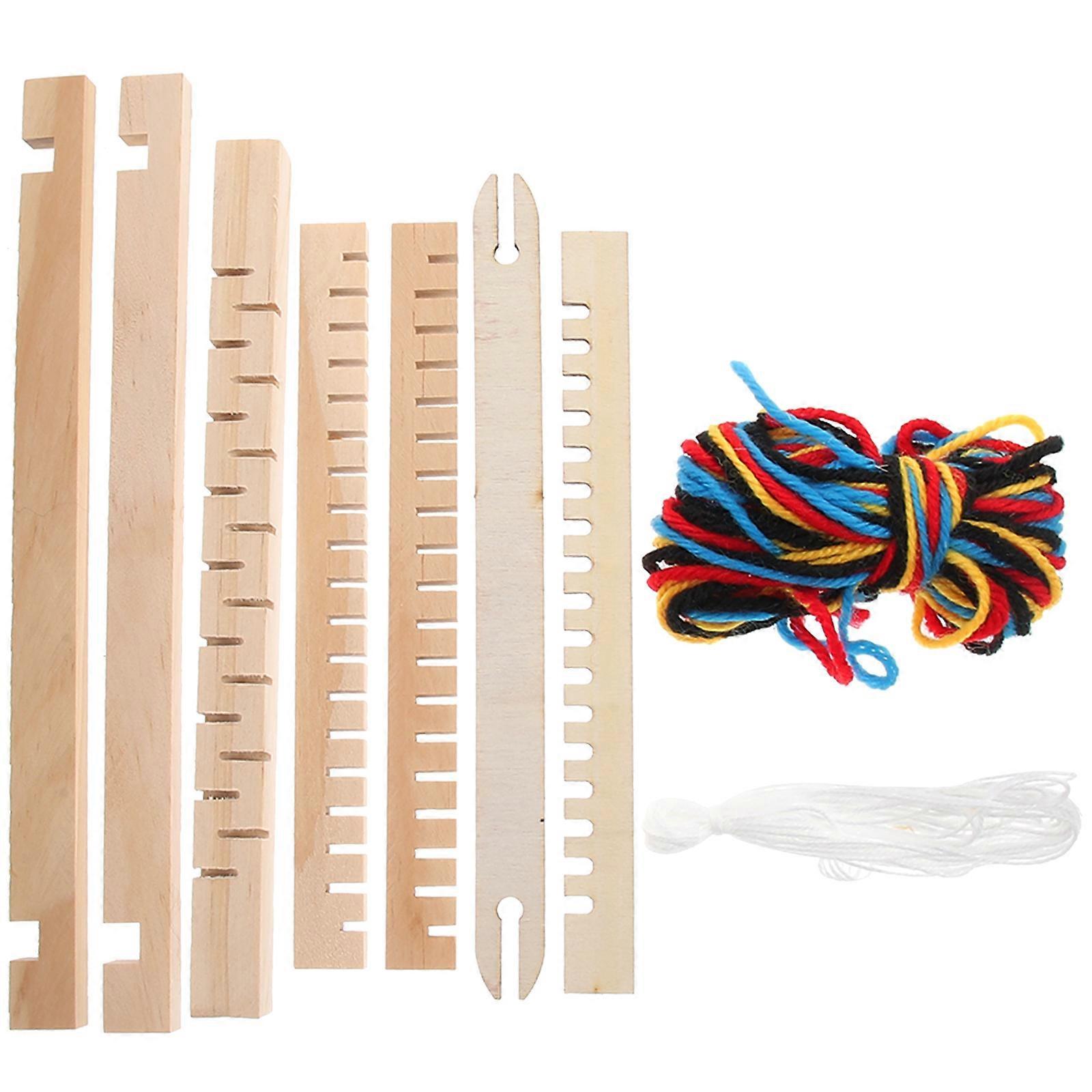 It looks like you're referring to a product description for an **Adjustable Wooden Weaving Loom Mini**—a DIY hand knitting machine or weaving tool