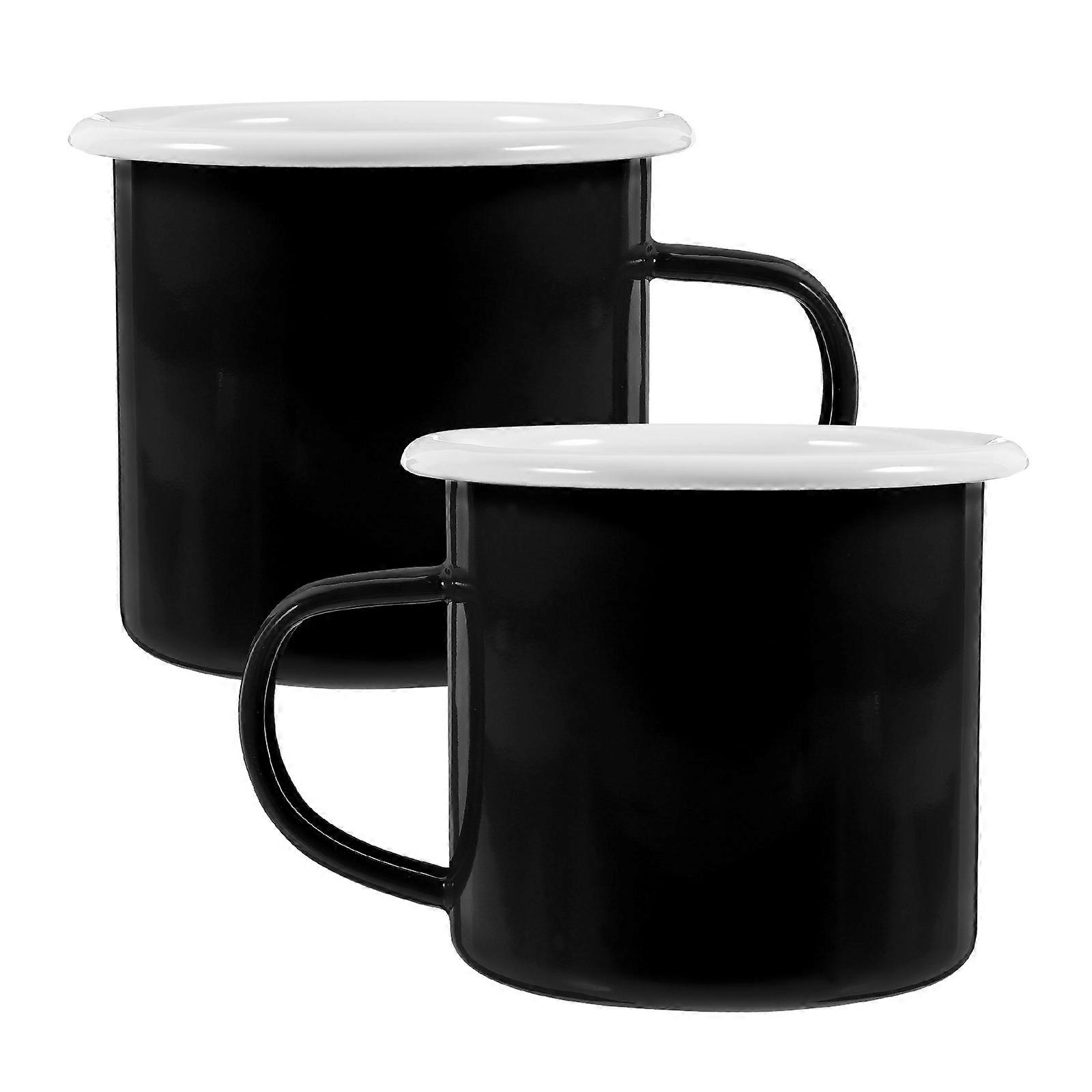 Vintage Enamel Cup Grip Handle 350ml 2Pcs