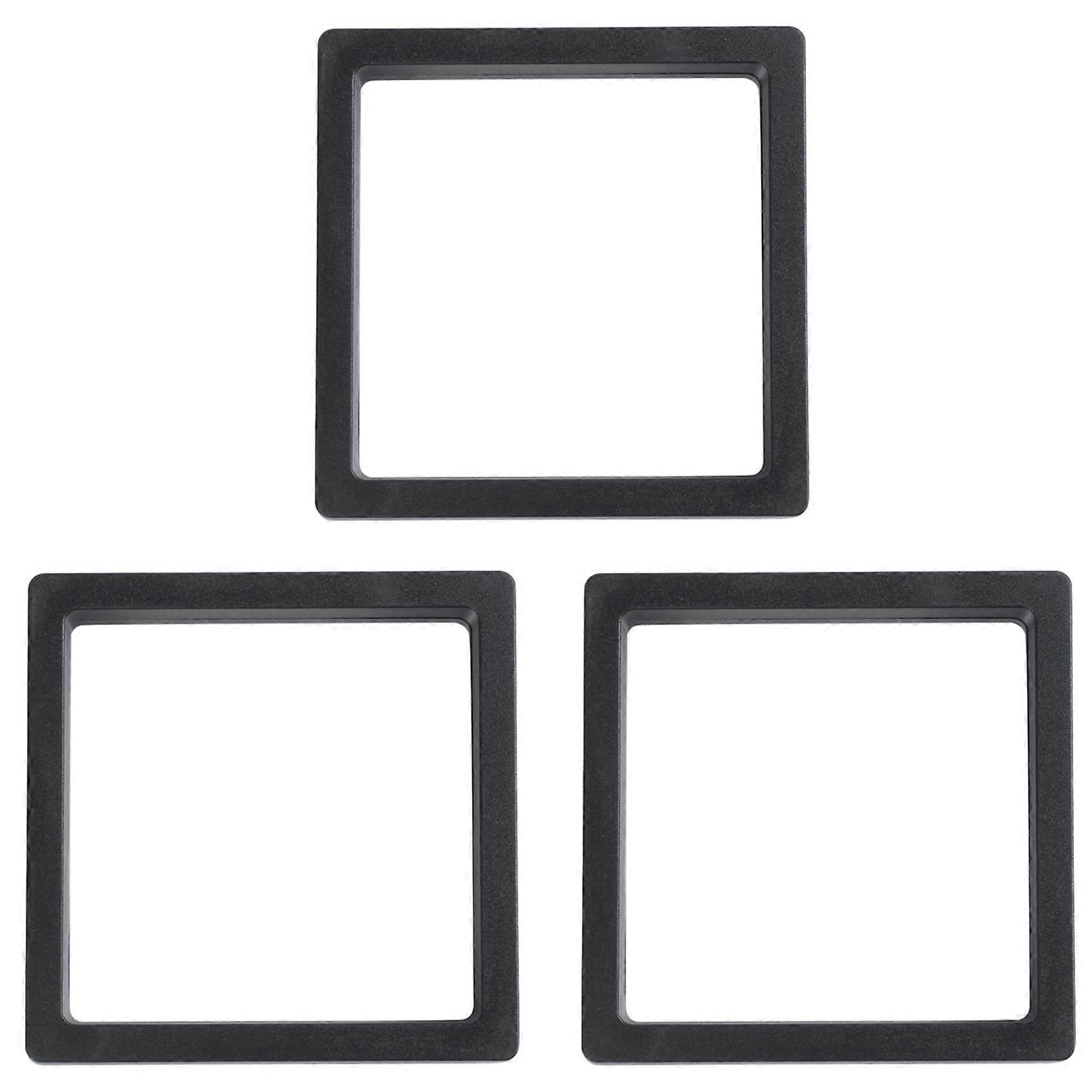 3 x Square 3D Albums Floating Frame Holder Coin Box Jewellery Display Display 9 x 9 cm (with Base)