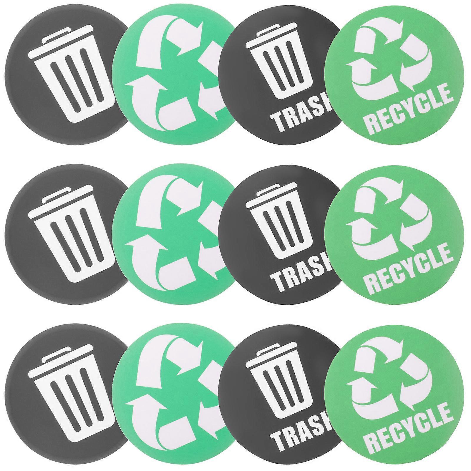 Recycle Bin Labels Garbage Classification Stickers Flat And Smooth Surface Compatible For Office Use 12Pcs