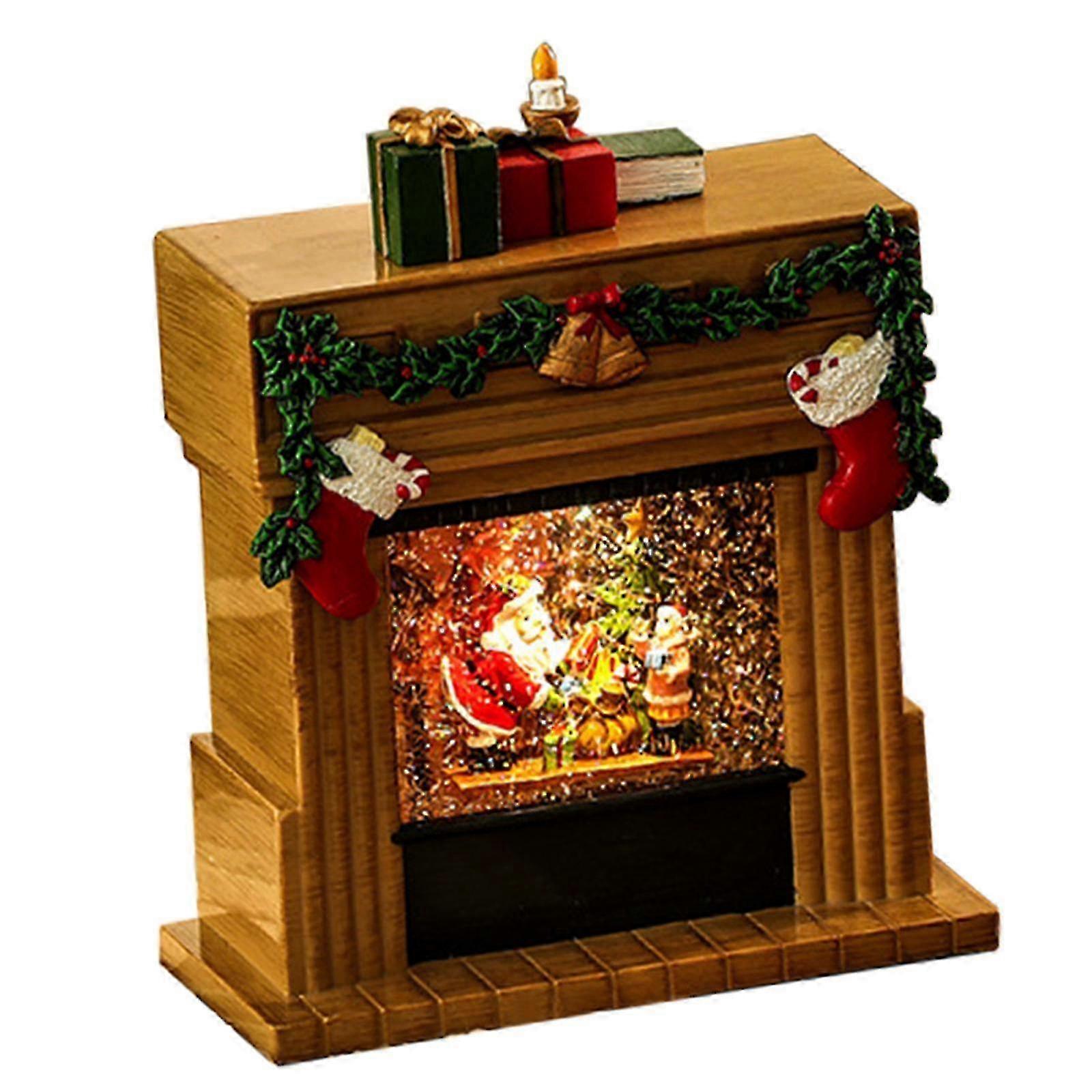 Christmas Snow Globe Table Centerpiece Lighted Glittering Musical Snow Globe Gold Santa Claus