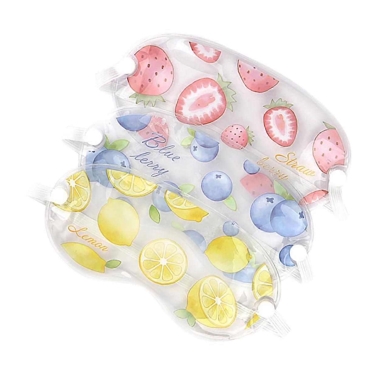 Cooling Gel Eye Mask Set - 3 Pieces Strawberry Lemon Design for Reducing Puffiness and Enhancing Relaxation