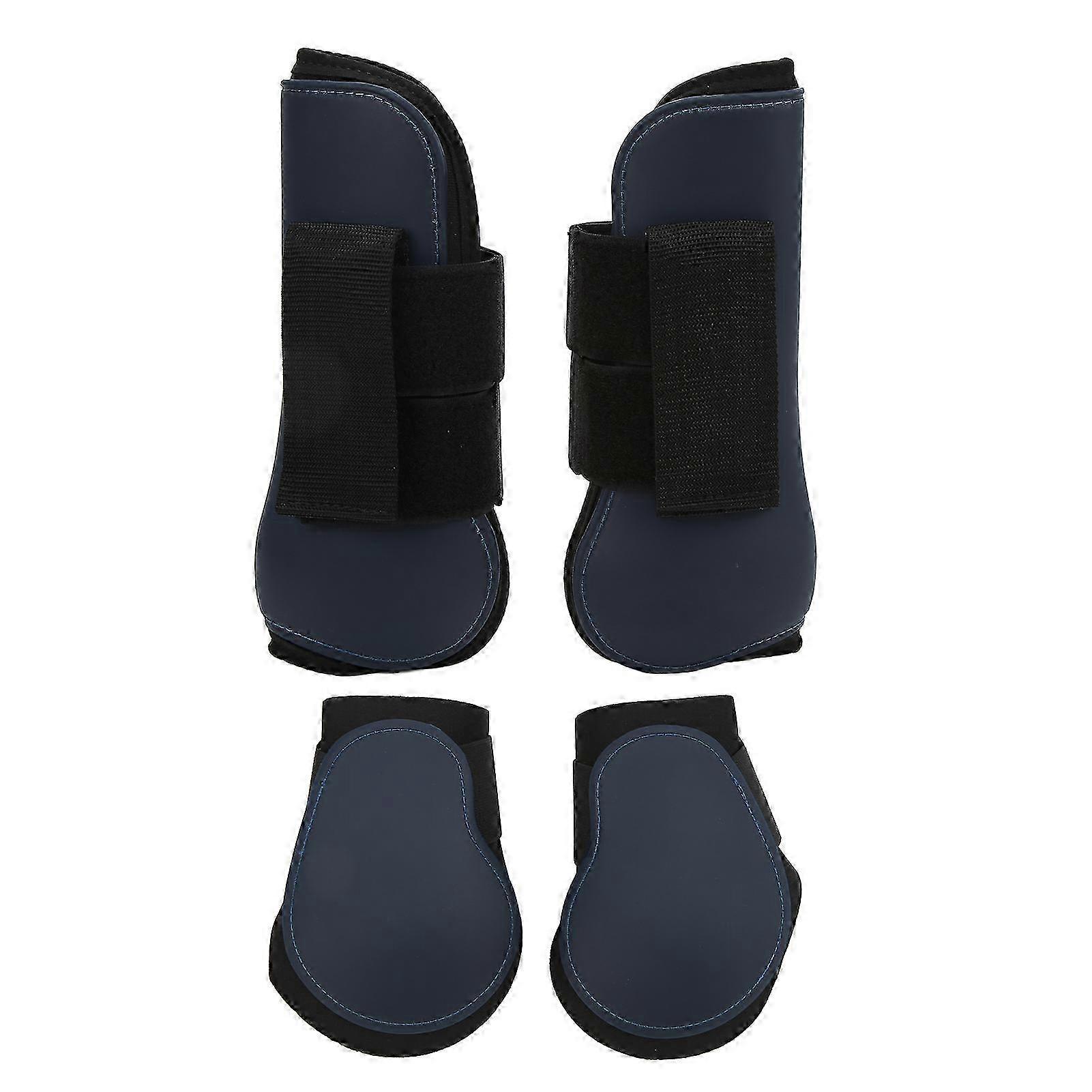 Protective Horse Leg Guard Set with Elastic Shock Absorbing Tendency for Off Road Competitions - Navy Blue Size L