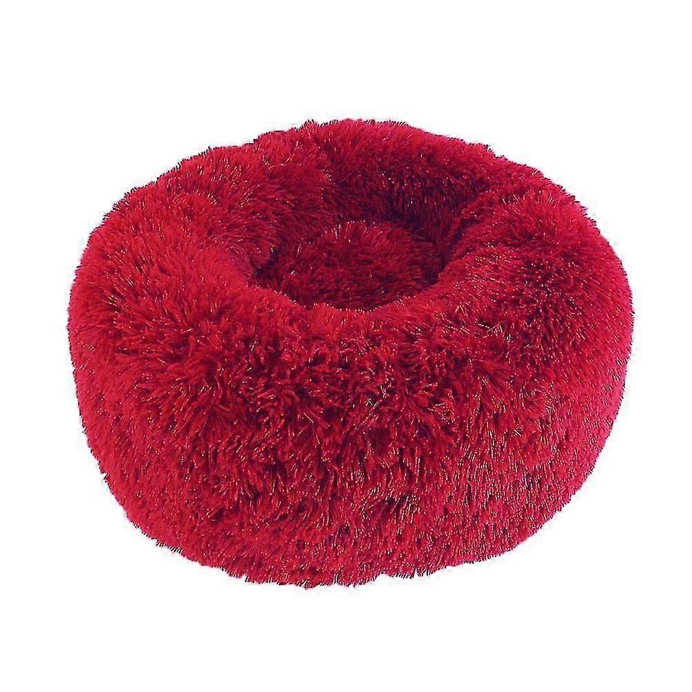 Warm Soft Plush Calming Bed for Dogs and Cats, Comfortable Round Nest for Winter Sleeping