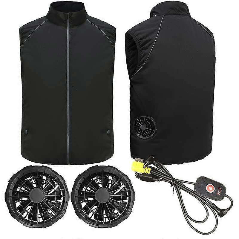 Cooling Summer Ventilator Vest for Men and Women, USB Air Conditioning Jacket, Black, Size M, Ideal for Hiking and Fishing