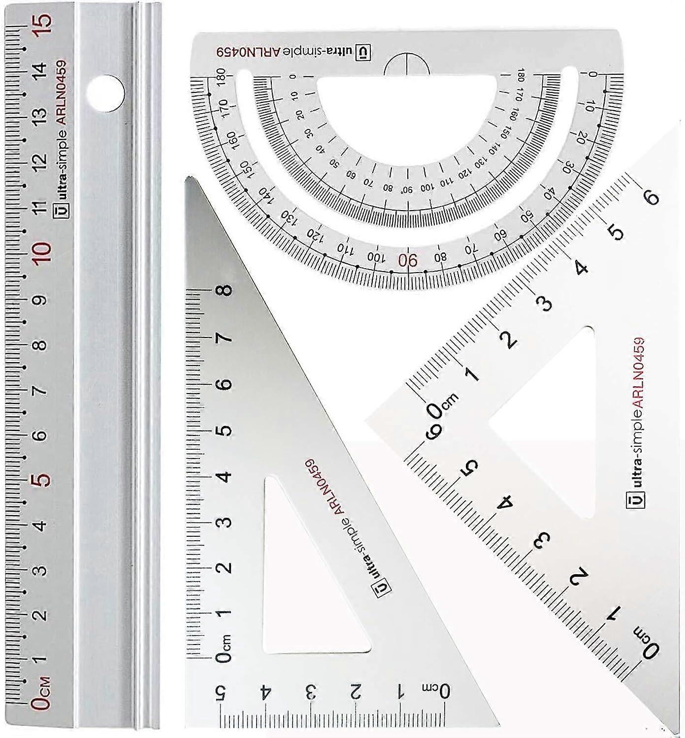 Metal Architects Scale Ruler Set   4 PCS Technical Drawing Geometry Sets(Silver)