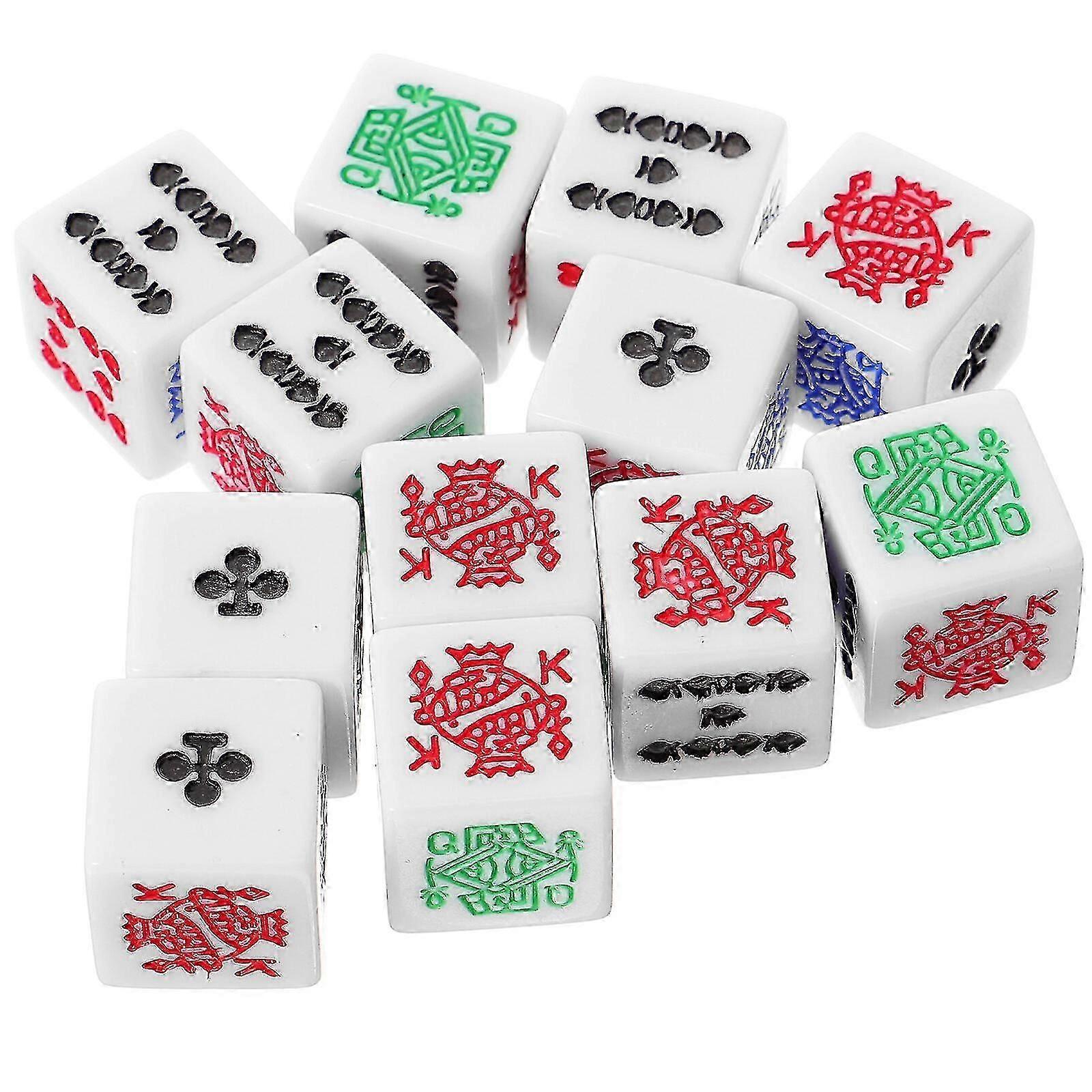 12pcs Poker Dices Ktv Pub Dice Prop Funny Game Dices 6-sided Poker Dices MiY