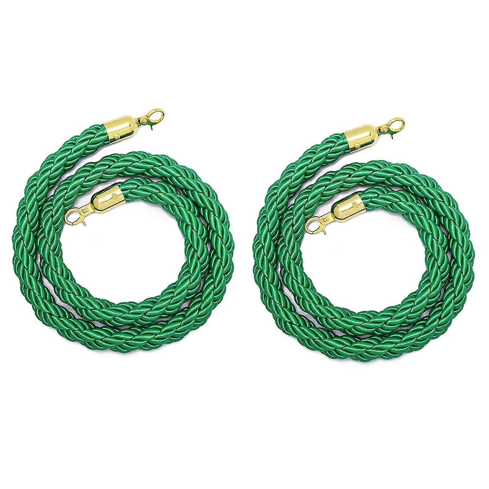 Green Braided Hemp Rope for Crowd Control, 1.2m Durable Barrier Rope with Snap Ends, Ideal for Events and Restaurants