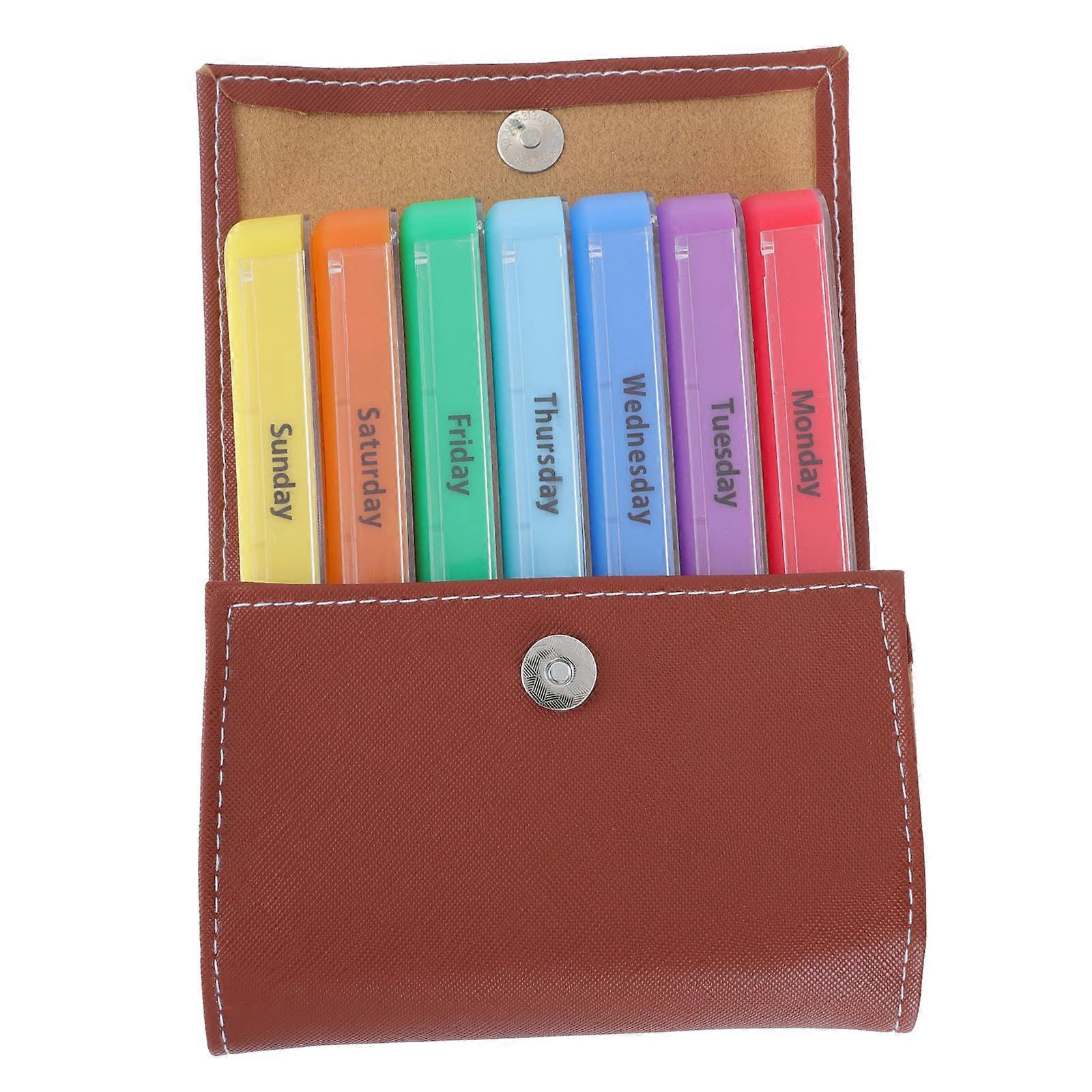 Durable Medicine Case with Many Grids for Storage Use Portable Brown PP Material 7.5x5.5x2.5 Inches