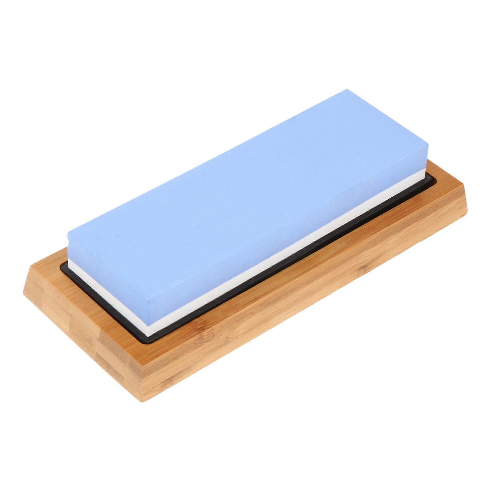 Double-Sided Portable Knife Sharpener with Bamboo Base for Efficient Sharpening and Durable Professional Results