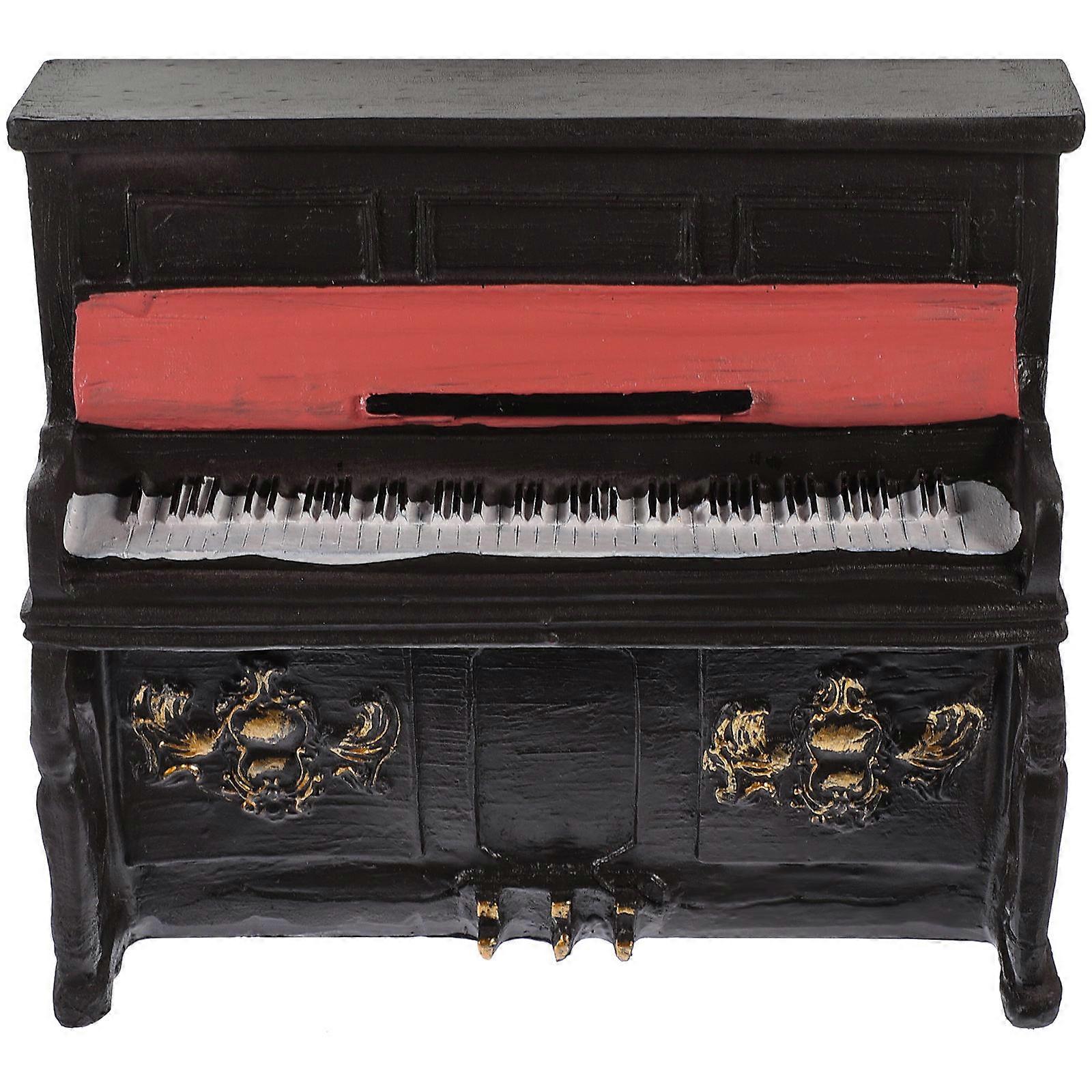 Retro Style Lifelike Resin Piano Figurine Miniature Decorative Ornament for Home or Office Display