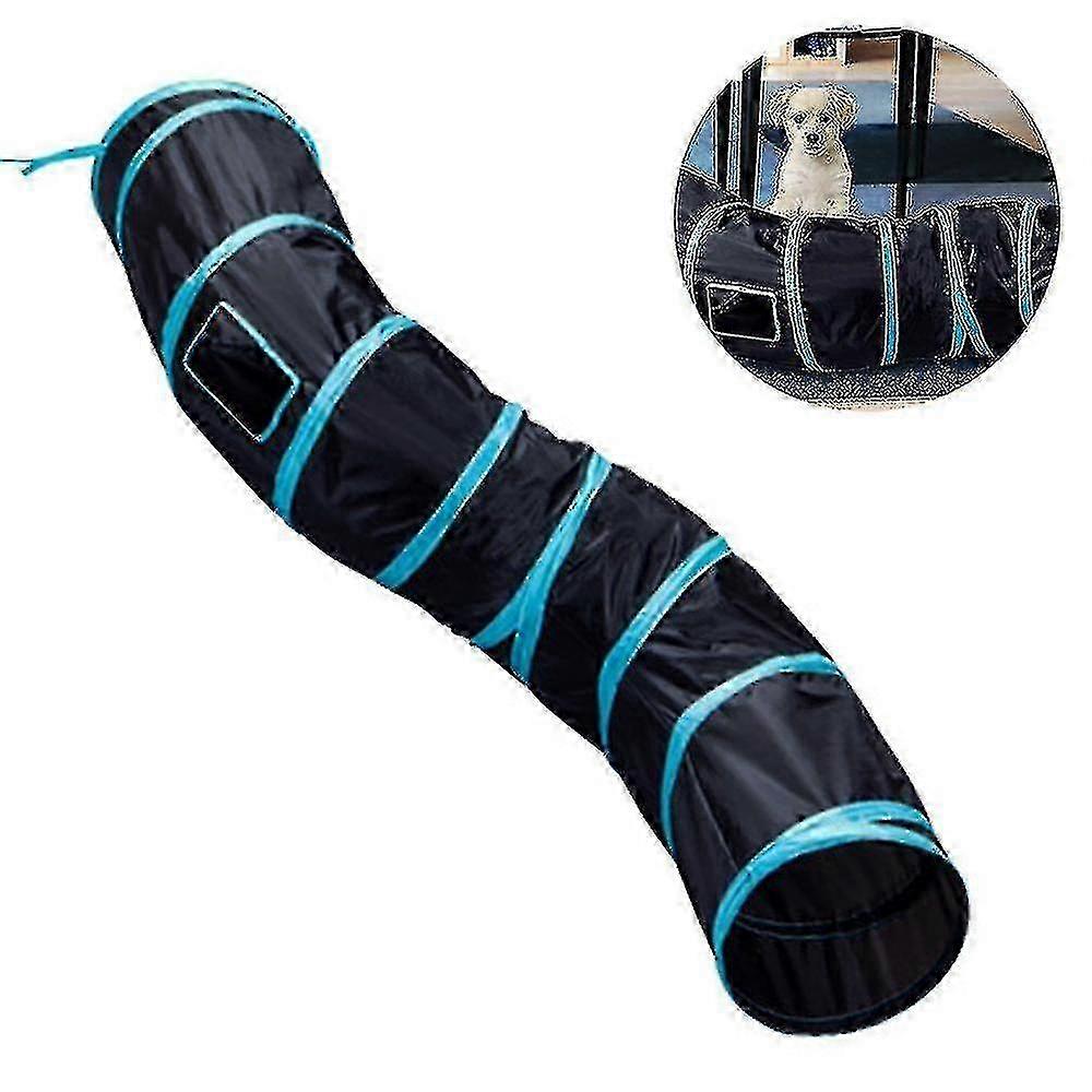 Collapsible Cat Tunnel Interactive Cat Toy(color:blue Black)