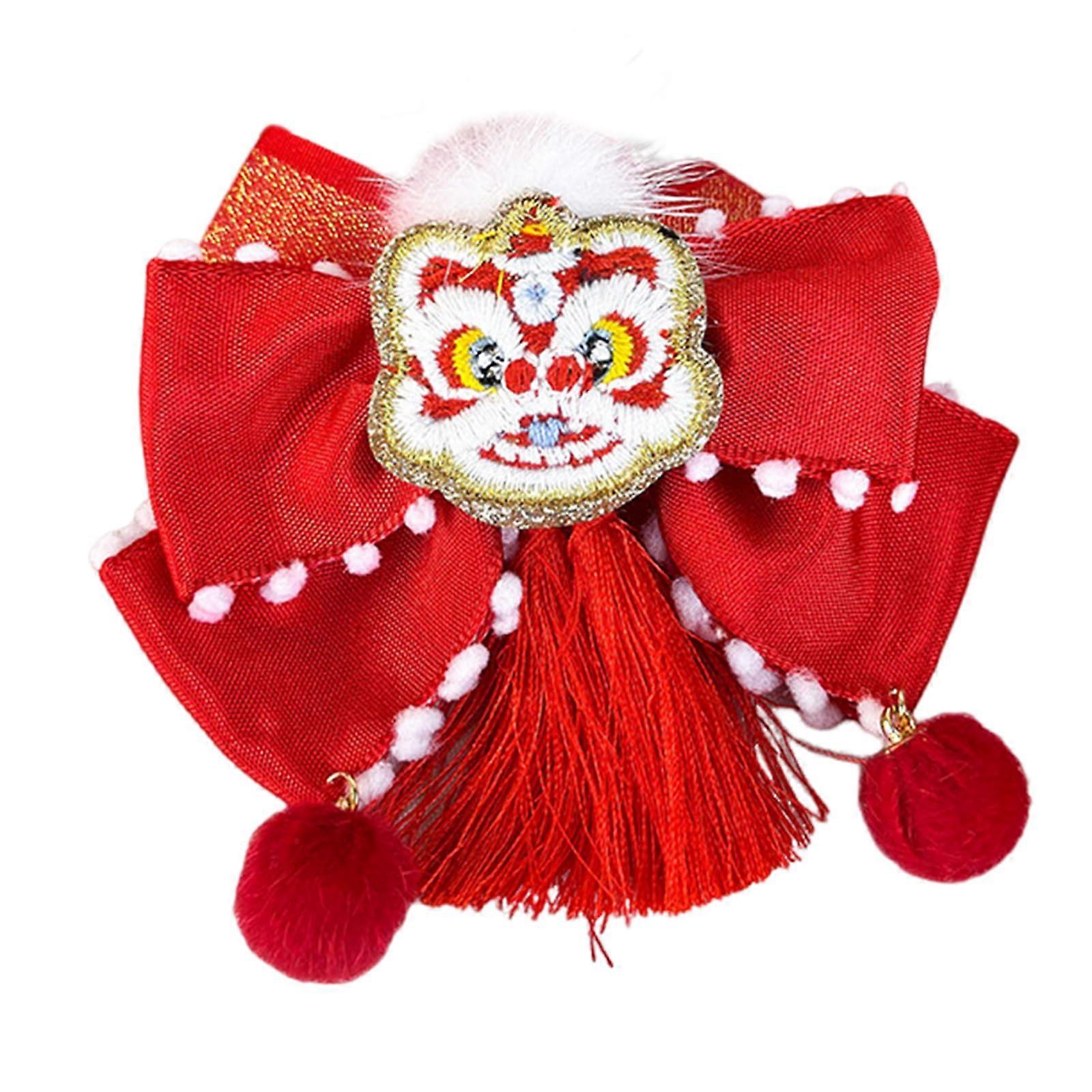 Hair clip with embroidery, dragon, bow, for children, Spring Festival, dragons, hair clips, costume hair accessories, multicolored