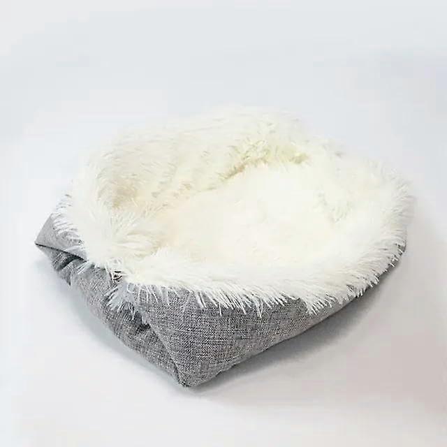 Pet Blanket Nest Small Pet Plush Dog Kennel Thick Pet Mat Dual Use Folding Kennel Washable Universal Cat Kennel 50x60cm White