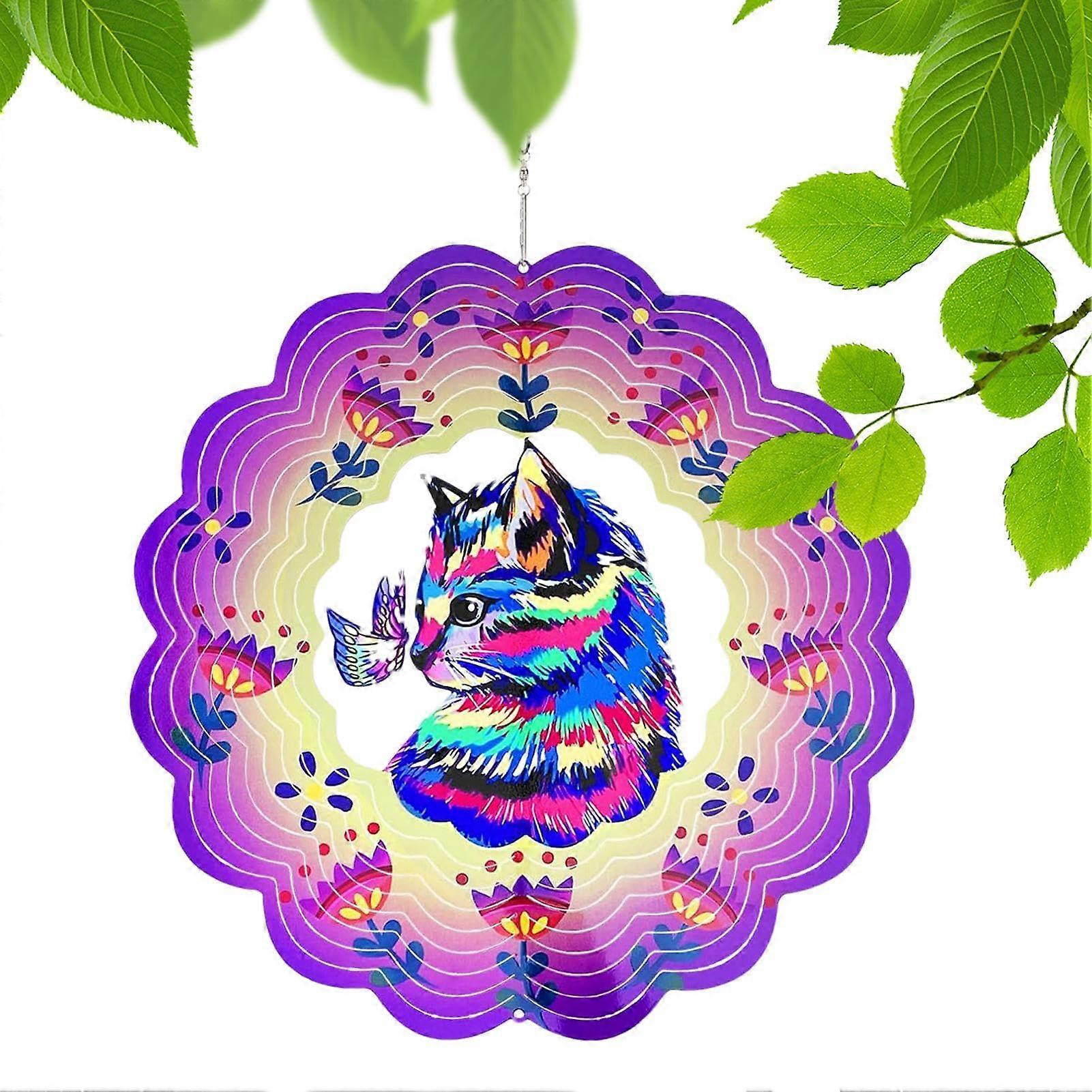 Metal Wind Spinner for Outdoor Use, Dynamic Cat Decor, Removable Cat Wind Chimes for Balcony and Patio Decoration