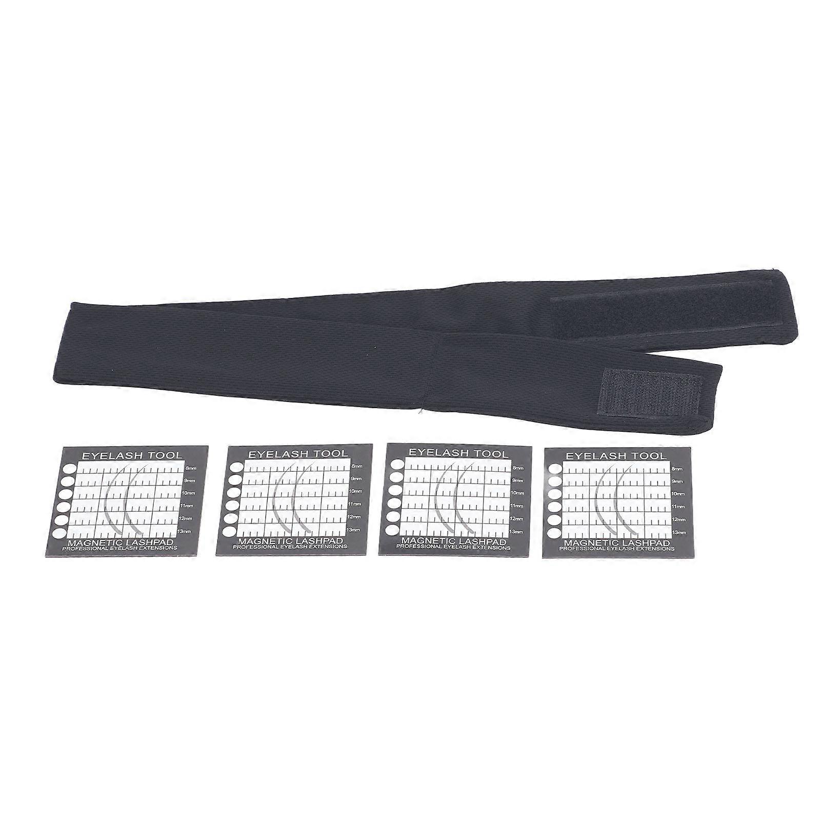Magnetic Eyelash Extension Headband with Lash Pad Holder Adjustable Breathable Cloth Headscarf for Salon Home