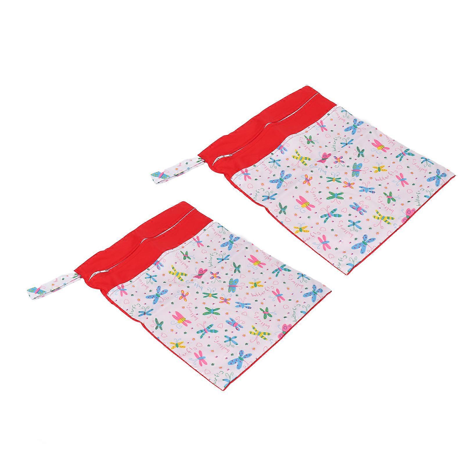 2pcs Cloth Diaper Wet Dry Bags Waterproof Reusable Wet Bags with Two Zippered Pockets for Swimsuits Wet Clothes B19