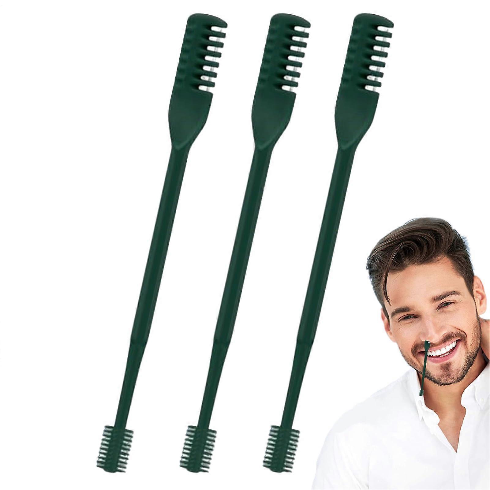 Manual Nose Trimmer for Men, Dual Head Nose Trimmer, Set with 1 360° Rotatable Shaver for Trimming and Cleaning Dark Green